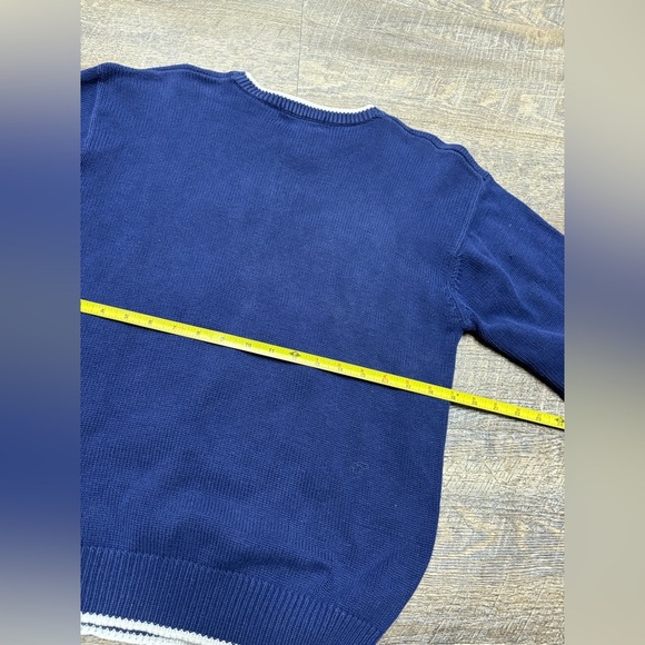 Vintage Eddie Bauer Nautical Themed Blue Sweater with Floral Design - Picture 5 of 9